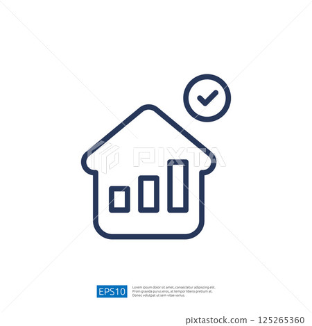 Data Analyst Icon Representing Economic Growth and Financial Success with House and Chart Symbols in a Minimalist Design Data Analyst Icon Representing Economic Growth and Financial Success with House and Chart Symbols in a Minimalist Design 125265360