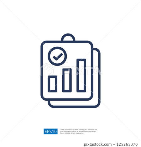 Data Analyst Icon Featuring Reports, Graphs, and Analysis Indicators Representing Business Metrics and Performance Insights 125265370