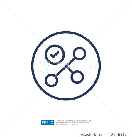 Data Analyst Icon Representing Performance Tracking and Analysis Workflow with Time Checkmark Symbol in Digital Design 125265373