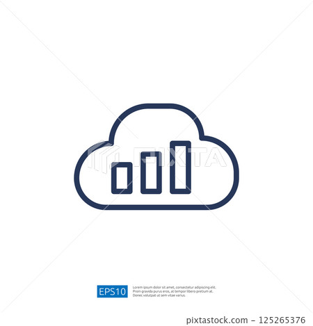 Bar Graph Icon Representing Data Analysis and Growth Trends in a Cloud Environment with Simple Line Art Design Bar Graph Icon Representing Data Analysis and Growth Trends in a Cloud Environment with Simple Line Art Design 125265376