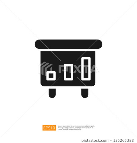 Black Icon of Data Analysis Graph with Bar Chart and Columns Representing Business Statistics and Performance Metrics Black Icon of Data Analysis Graph with Bar Chart and Columns Representing Business Statistics and Performance Metrics 125265388