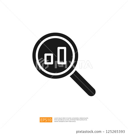 Data Analyst Icon Featuring Magnifying Glass Over Bar Graph Representing Business Growth and Statistical Analysis Data Analyst Icon Featuring Magnifying Glass Over Bar Graph Representing Business Growth and Statistical Analysis 125265393