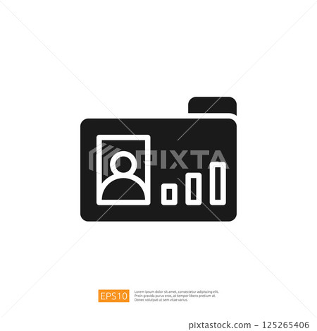 Professional Data Analyst Icon Featuring Graphs and Profile Image for Data Visualization and Reporting Purposes 125265406