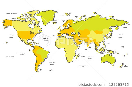 A hand-drawn, color-coded world map 1 A hand-drawn, color-coded world map 1 125265715