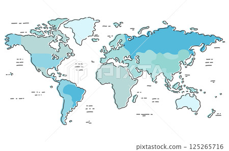 A hand-drawn, color-coded world map 2 125265716