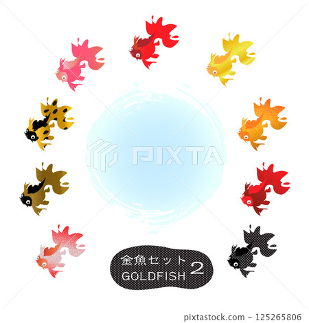 Colorful goldfish seen from above and noise gradient vector illustration of the water surface Colorful goldfish seen from above and noise gradient vector illustration of the water surface 125265806