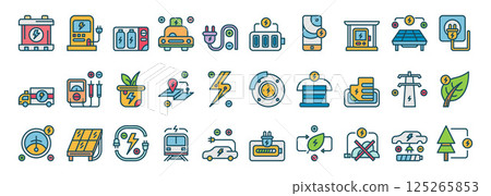 Electric Vehicle Icons Featuring Sustainable Transportation and Eco-Friendly Technology Solutions for Modern Urban Mobility Electric Vehicle Icons Featuring Sustainable Transportation and Eco-Friendly Technology Solutions for Modern Urban Mobility 125265853