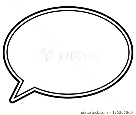 Simple black and white double line speech bubble, round, left facing 03 Simple black and white double line speech bubble, round, left facing 03 125265866