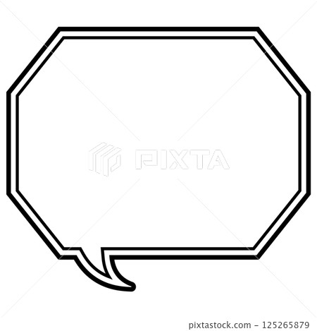 A simple black and white double-lined speech bubble, octagonal with corners, facing left 02 A simple black and white double-lined speech bubble, octagonal with corners, facing left 02 125265879