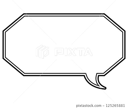 A simple black and white double-lined speech bubble, elongated octagonal, facing right 01 A simple black and white double-lined speech bubble, elongated octagonal, facing right 01 125265881