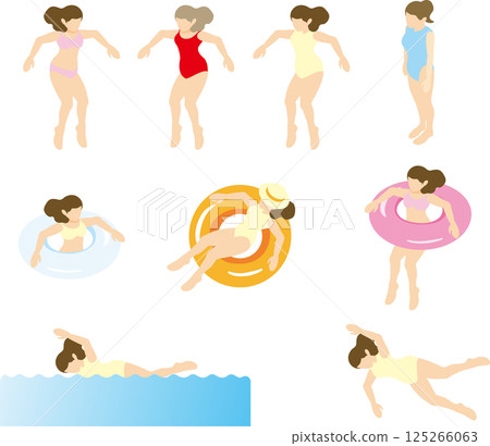 等距人物,女性,大海,泳池,泳裝,游泳,夏季,運動,休閒,插畫素材集 等距人物,女性,大海,泳池,泳裝,游泳,夏季,運動,休閒,插畫素材集 125266063