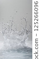Water splashes dynamically form intricate patterns as they collide with a surface. The motion captures droplets soaring upwards while others cascade down 125266096