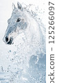 Dynamic splashes of water form the silhouette of a horse, capturing movement and fluidity in an abstract display. The artwork combines the essence of nature with the elegance of the horse 125266097
