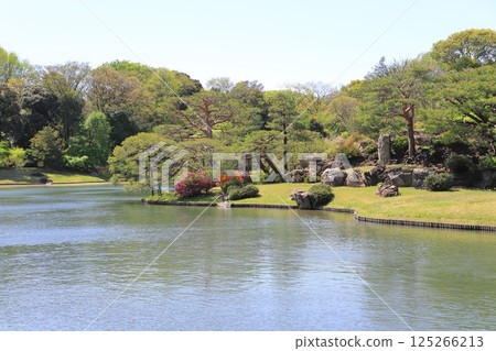 Rikugien Garden - A view of the large spring 125266213
