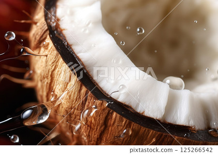 Ai generated Macro shot of water splashing on fresh coconut 125266542