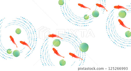 Goldfish summer watercolor Japanese pattern background 125266993