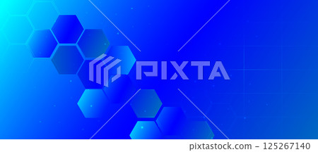 Abstract Blue Hexagon Grid Technology Background 125267140