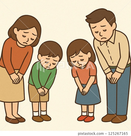 Illustration of a family apologizing sincerely 125267165