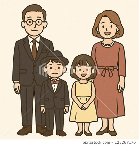 Illustration of a family in formal clothes 125267170