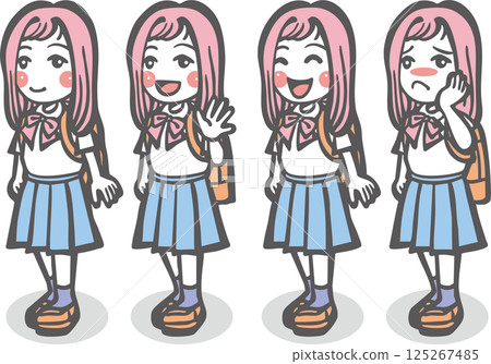 Women's emotions (high school girl, junior high school girl, high school girl, blazer, summer clothes, short sleeves, laughing, greeting, troubled) Women's emotions (high school girl, junior high school girl, high school girl, blazer, summer clothes, short sleeves, laughing, greeting, troubled) 125267485