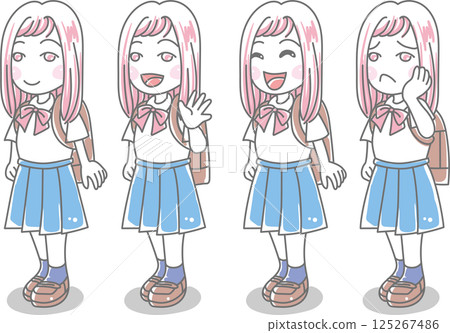 Women's emotions 2 <High school girl, junior high school girl, high school girl, blazer, summer clothes, short sleeves, laughing, greeting, troubled> Women's emotions 2 <High school girl, junior high school girl, high school girl, blazer, summer clothes, short sleeves, laughing, greeting, troubled> 125267486