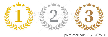 Gold, silver and bronze award icons Gold, silver and bronze award icons 125267501