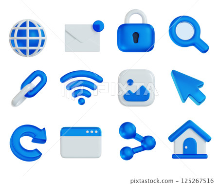internet network 3D Icon Set internet network 3D Icon Set 125267516