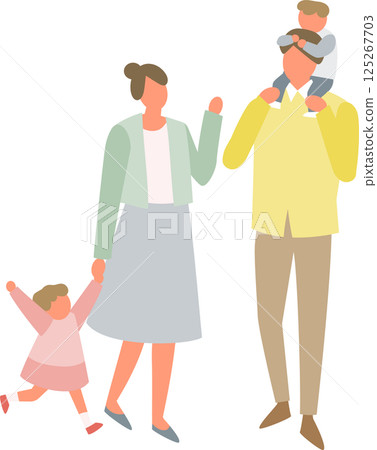 帶著孩子散步的家庭 125267703