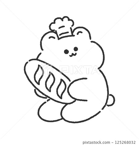 Bear with bread line drawing Bear with bread line drawing 125268032
