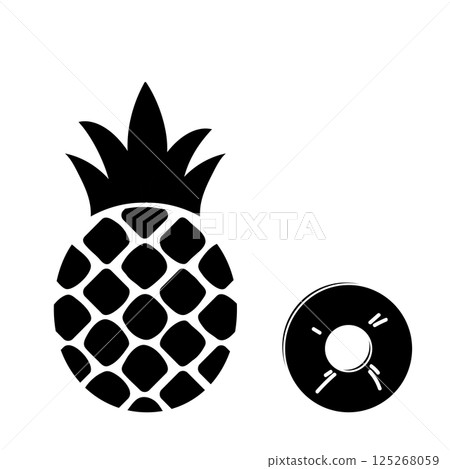 Pineapple illustration - monochrome 125268059