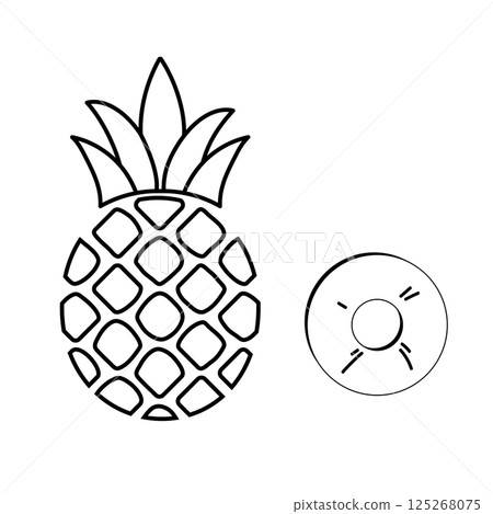 Pineapple illustration - line drawing 125268075