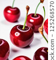 Red cherry berries on a white background 125268570