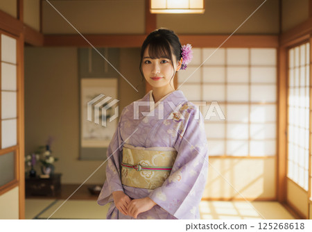 Women's portrait in kimono Women's portrait in kimono 125268618