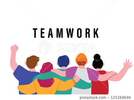 男人和女人互相摟著胳膊,背影 男人和女人互相摟著胳膊,背影 125268680