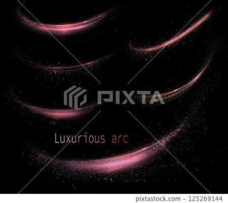 Isolated design components, set of wavy red arcs on black background Isolated design components, set of wavy red arcs on black background 125269144
