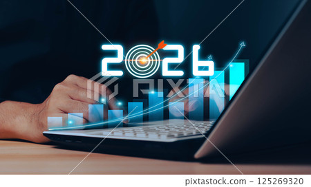 Businessman analyzing 2025 profit growth performance for the 2025-2026 financial plan. Image depicts market concepts, finance trends, revenue graphs, money, and profitability analysis for future Businessman analyzing 2025 profit growth performance for the 2025-2026 financial plan. Image depicts market concepts, finance trends, revenue graphs, money, and profitability analysis for future 125269320