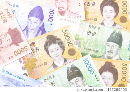 韓國貨幣、韓元紙幣 韓國貨幣、韓元紙幣 125269403