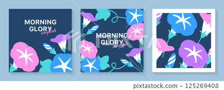 Banner template set 1 with a rough-looking morning glory illustration 125269408
