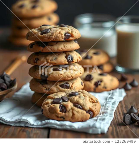 muffins with chocolate and banana 125269499