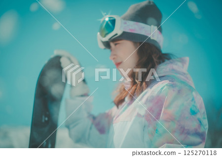 滑雪板 女生 女孩 125270118