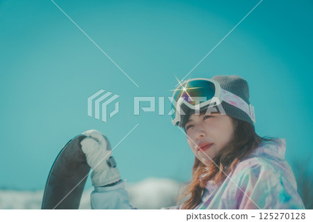 滑雪板 女生 女孩 125270128