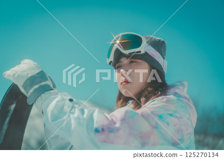 滑雪板 女生 女孩 125270134