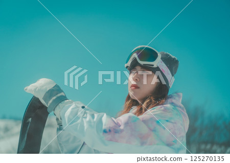 滑雪板 女生 女孩 125270135