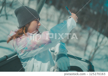 滑雪板 女生 女孩 125270163
