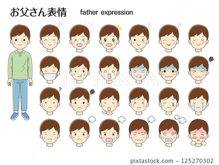 年輕男子麵孔的插圖集 125270302