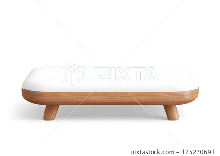 modern coffee table featuring sleek white top and natural wood legs, perfect for enhancing any living space with style and connectivity 125270691