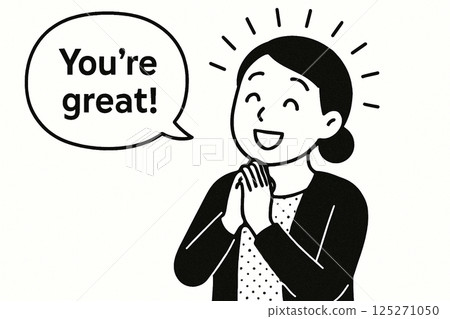 Woman giving compliments in English Woman giving compliments in English 125271050