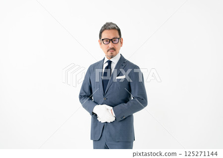 Men in suits, business, white gloves 125271144