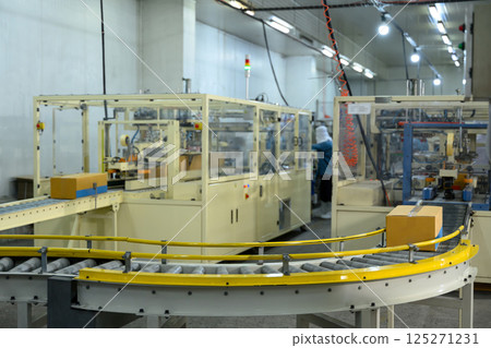 Industrial packing machinery in a food manufacturing factory 125271231