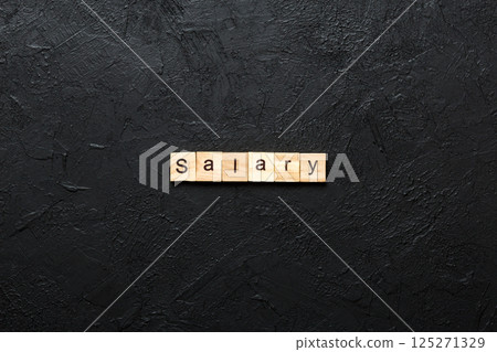 salary word written on wood block. salary text on table, concept salary word written on wood block. salary text on table, concept 125271329